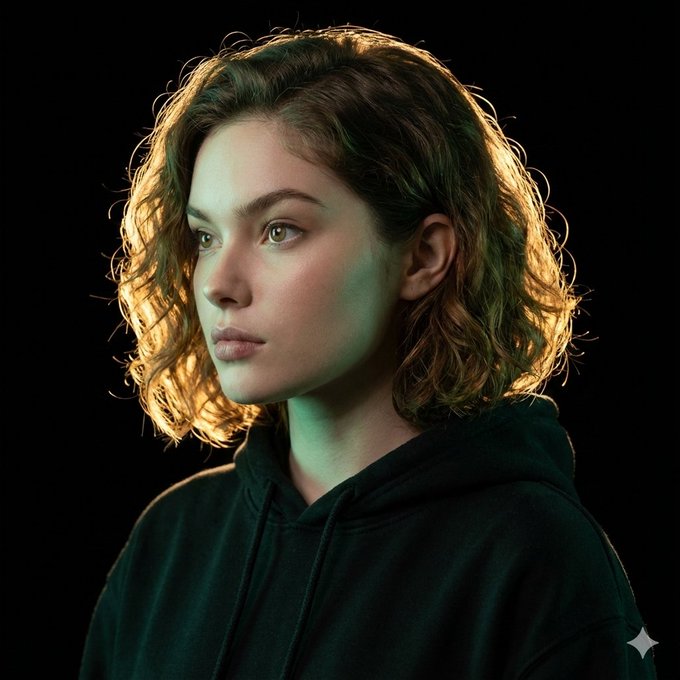 Nano banana Pro on Gemini app.

{
  "prompt": "Ultrarealistic artistic portrait of the model from th