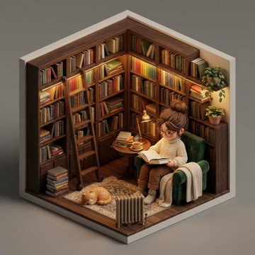 香蕉Pro做的这个3D微缩房间好火，可以根据以下元提示词来生成特定的主题和人物，提示词如下：

一个等距3D立方体形状的微缩房间（浅切面的真立方体；所有物品都严格包含在立方体内）。房间描述：[房间描述